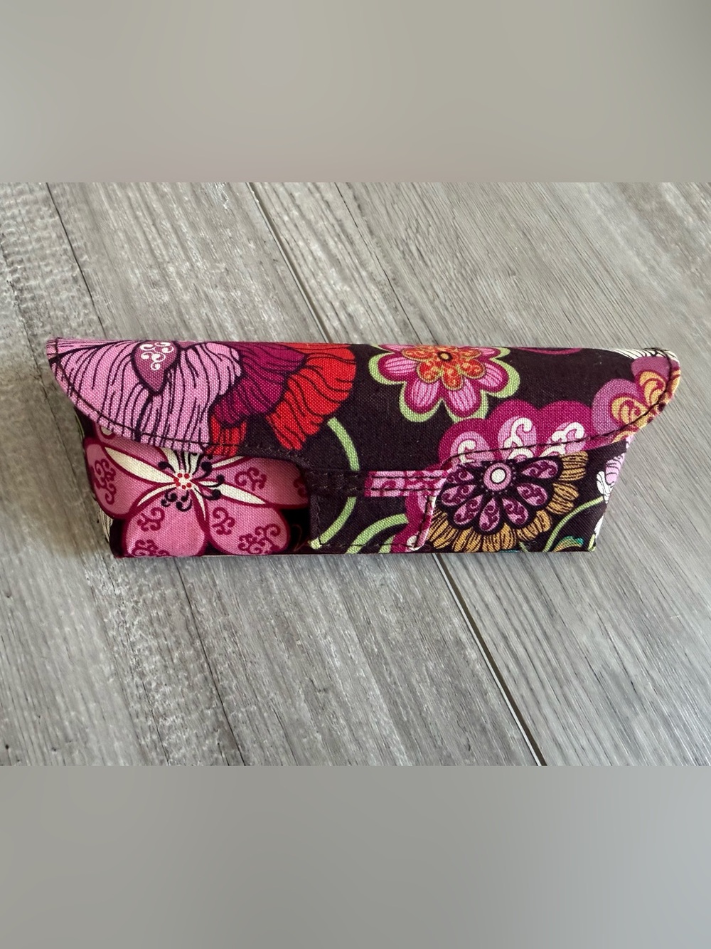Vera Bradley Pink & Brown Floral Hard Fabric Eyeglass/Readers Case NWOT